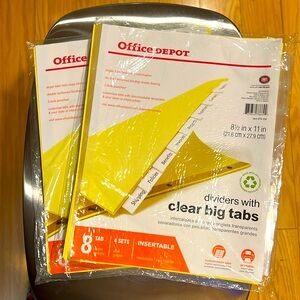 Office Depot. Clear Big Tabs. 8 Tabs 4 sets.